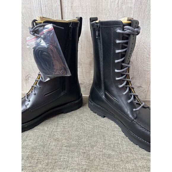 Sperry x John Legend Mens Sz 9 Tall Black Leather Lace-Up Boots w/ Side Zipper - Picture 6 of 11